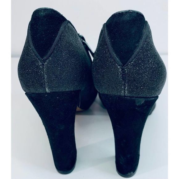 Sam‎ Edelman Black Glitter Chunky Heel Ankle Boot size 8m - Picture 8 of 9